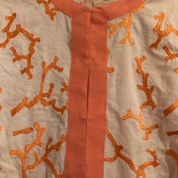CJ Laing Embroidered Tunic Top White Peach L - Picture 3 of 6
